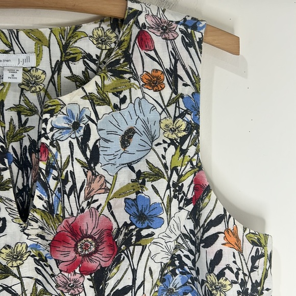 J. JILL Love Linen Floral Sleeveless Dress Size Medium Petite - Picture 10 of 16
